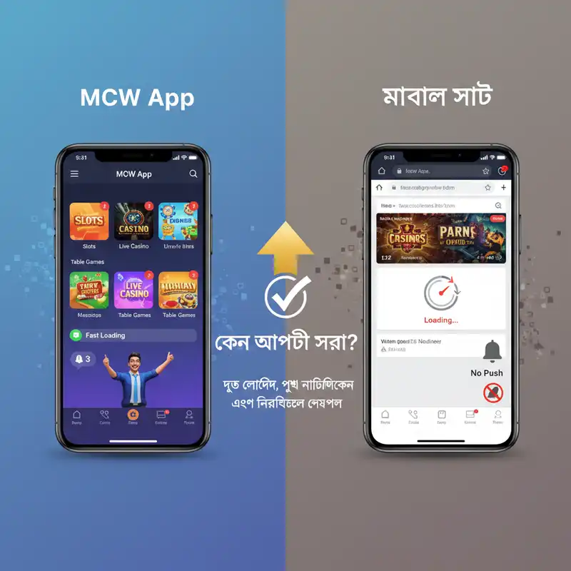 MCW App বনাম মোবাইল সাইট তুলনা - mcw app download apk